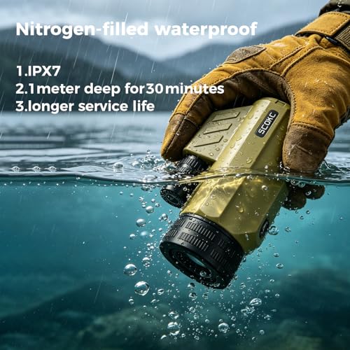 Waterproof Monocular Telescope | Lightweight with Travel Bag, Compact, 12X Magnification, Wide Field of View for Bird Watching, Hunting, Hiking, Camping (12x32, Desert Color) - color: Desert color