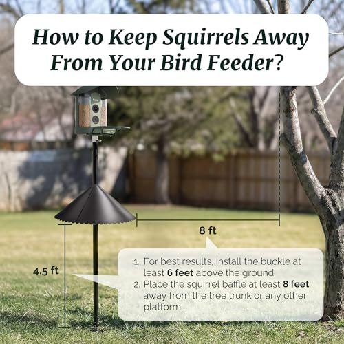19 Inch Squirrel Baffle for Bird Feeder Pole, Fits 0.67" to 1.38" Poles, Wrap Around Bird House Guard, Heavy Duty Weatherproof Outside Squirrel Stopper for Shepherd Hooks,