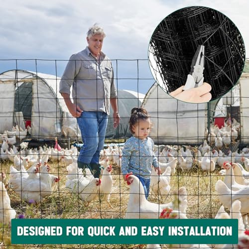 Gisafai 16 Gauge Galvanized Welded Wire Fence 3 ft x 100 ft PVC Coated Hardware Cloth, 2.36" x 2.36" Mesh, Heavy Duty Garden Fencing Roll for Chicken, Dog Yard, Deer Cattle & Animal Protection(Black) - color: Black, size: 3 ft X 100 ft