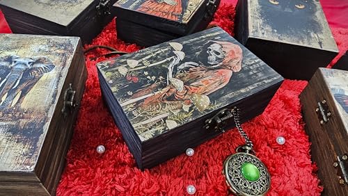 RK Collections Gothic Celestial Black Magic Wooden Boxes (Skeleton) - style: Skeleton
