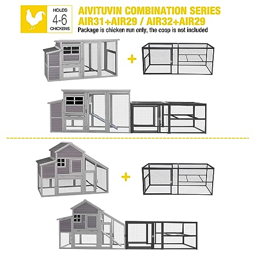 Aivituvin 71" Chicken Coop Run Extension Metal Frame with Perches, Outdoor Rabbit Run Duck House Enclosure with Detachable Door - size: 70.9"L x 29.1"W x 28.3"H