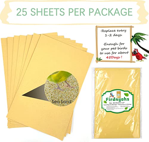 Firdnyohs 25PCS Gravel Paper for Bird Cage,11" x17" Bird cage Liner Gravel Paper Special for Bird Cage in sea Sand-Great for Hard-Billed Birds Safe& Clean & Easy for Improved Digestion… - size: 11" x 17"-25Pcs