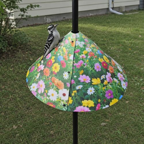 Floral Pattern Squirrel Baffle - Keep Squirrels Away and Attract Birds - Durable Cone - Shaped Squirrel - Proof Guard for Bird Feeders