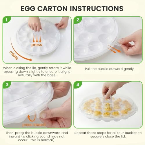 HANSGO Deviled Egg Containers with Lid, 3 PCS Deviled Egg Platter Carrier | Deviled Egg Trays with 66 Slots for Party, Home Kitchen, Easter, Thanksgiving and Other Festival, White - color: 3PCS White