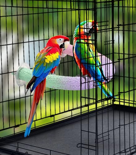 U Shape Parrot Perch Cage for 4cm Large Pad Fits Bird perches | Fits Horizontal Vertical Bars Washable Colorfast Resin Perch for Budgies, Cockatiels to Trim Nails Beak Naturally