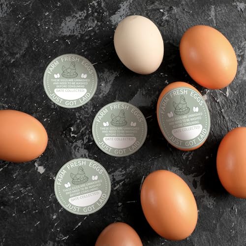 Colarr 500 Pcs Farm Fresh Eggs Carton Labels 2 Inch Egg Unwashed Handling Stickers Self Adhesive Writable Care Stickers Bulk Chicken Packaging Decal Sign for Chicken Quail Farmhouse Spring Holiday - style: Unwashed