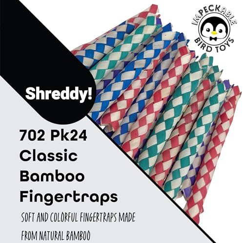 702 Pk24 Chinese Finger Traps for Birds - Shredding & Foraging Fun for Parrots, Parakeets & Cockatiels. Safe Chew Toys & Foot Toys for Conures, Budgies, Macaws. DIY Cage Accessories Parts