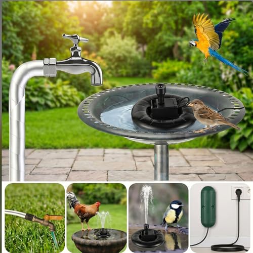 Relaxweex 70 W Electrical Bird Bath Fountain with Submersible Heated Water Pump Pipe Insulation Tape Cord Cover for All-Season Outdoor Birdbath, Wild Birds, Chicken Poultry Tank Outdoor Garden Lawn