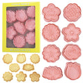 Flower Cookie Cutters 8Pcs Rose Tulip Lotus Biscuit Molds for Floral Baking | 3D Embossing Rose Cherry Blossom Daisy Molds for Wedding, Spring Party Homemade Pastries - color: Flowers