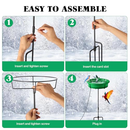 HRAYLTOP Standing Heated Bird Bath for Outdoors for Winter, 75W Heated Bird Baths with Detachable Power Cord,Thermostatic Control Available All Seasons for Garden Yard Patio Lawn（Green）