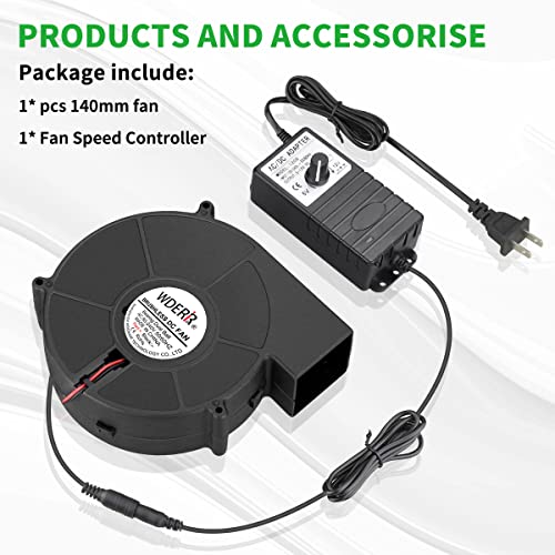140mm x 40mm Small Centrifugal 12V Squirrel Cage Big Airflow Blower | Dual Ball Bearing, AC 110V-240V Variable Speed Controller, DIY Inflatable/Replacement/Cooling/Ventilation/Exhaust Projects - style: 140mm X 40mm