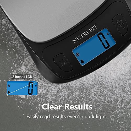 Kitchen Scales Digital Food Scale Cooking in Grams & Ounces Black | Stainless Steel, Max 11lb 1g Increment, Backlit LCD Screen, Baking Food Weight Scale for Sourdough Bread, Include Battery - color: Black