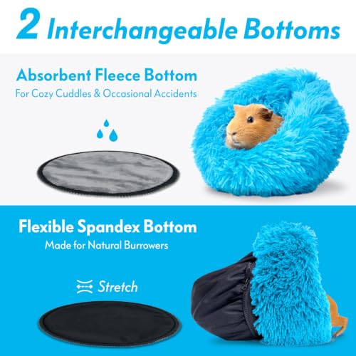 Paw Inspired Furr-O Burrowing Pet Bed Enrichment, Removable Base, Blue | Cozy Carrier Toy, Zip-On Spandex and Fleece Bottoms, Hideout Cage Accessories for Guinea Pigs, Hamsters, Small Pets, Animals - color: Blue