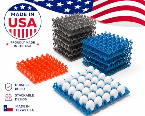 Reusable Egg Tray Plastic Egg Crates Holds 30 Egg Flats for Home Chicken Farmers, Stackable Egg Cartons are Great for Storing, Sorting, and Shipping Eggs (Color May Vary) (50 Pack) - size: 50 Pack