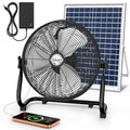 16" Solar Powered Fan with 20W Detachable Solar Panel, Black | Built-in Rechargeable Battery, Portable, 12 Speed, 360° Tilt for Outside, Camping, Greenhouse, Chicken Coop, Patio, gazebo - color: 16" Black