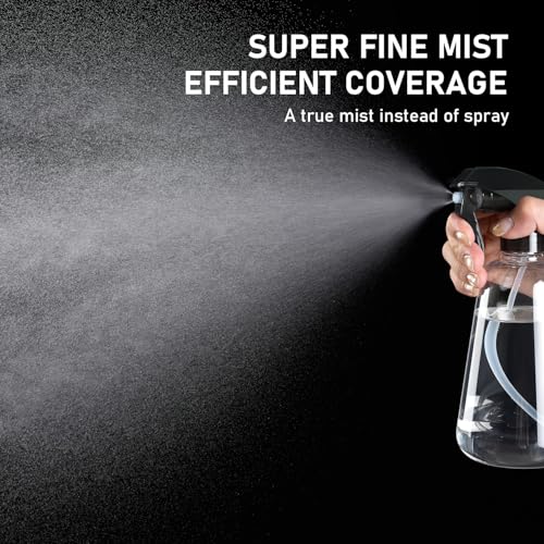 Spray Bottle 2 Pack, 16oz - Ultra Fine Mist, Plant Mister Indoor, Funnel | Empty Spray Bottles, Leak Proof Misting Water Sprayer for Gardening, Planting, Hair, Cleaning Solutions - Funnel Included - color: Clear