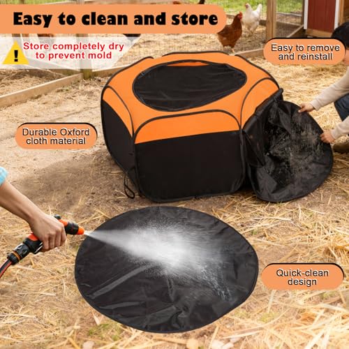 Brooder Box for Chicks, Pop-Up Chicken Brooder Playpen with Dual Doors | Includes Mesh Top Cover and Waterproof Mat, Portable Enclosure for Chicks, Ducklings, and Quail, Holds Up to 15 Chicks