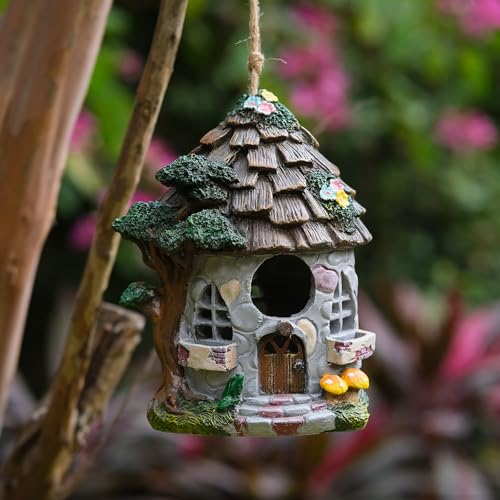 Bird Houses for Outside Resin Bird House Room Garden Courtyard Backyard Decor Handmade House