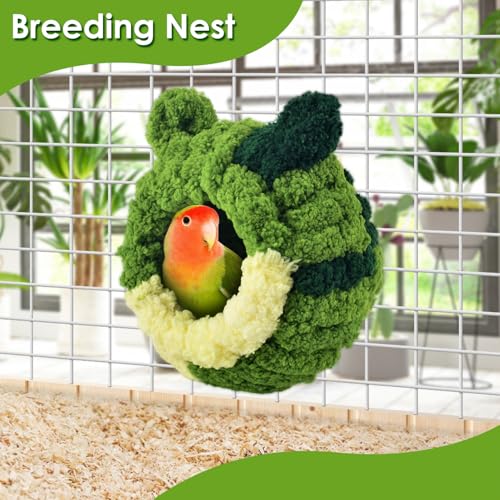 KATUMO Bird Nest, Small Sun Conure Breeding House Parrotlet Snuggle Hut Lovebird Bed for Conure, Lovebird, Zebra Finch, Loriculus, Hamster and Other Small Birds (Less Than 5 inches Long) - size: S (Green)