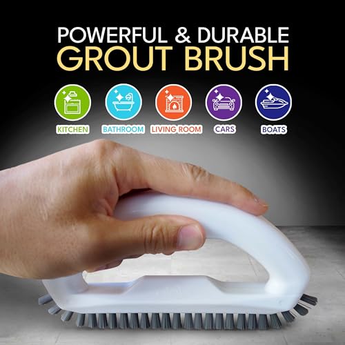 Grout Brush with Stiff Nylon Bristles, Heavy Duty Hand Grout Scrub Brush for Cleaning Baseboards, Floor, Corners, Tiles, Shower, Bath Tub, Floor, Tiles and Other Surfaces - color: Grout Brush