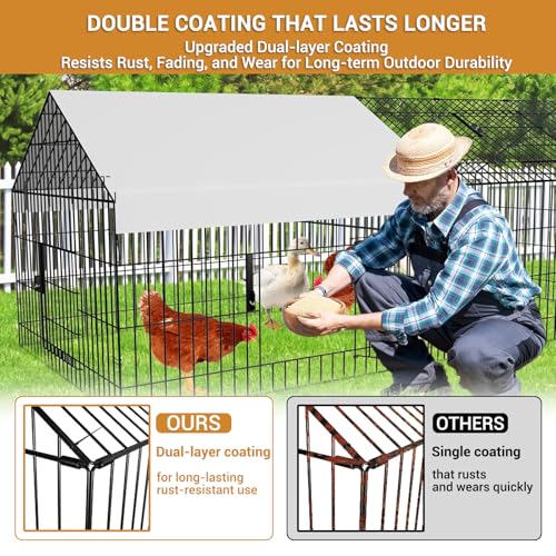 Chicken Coop 87"×40" Metal Portable Black Duck Coops Enclosure with Waterproof Cover Chickens Cage Runs for Yard Outdoor Backyard Farm Duck Pen Chicken Tractor for Rabbit, Dog, Cat,Small Animal