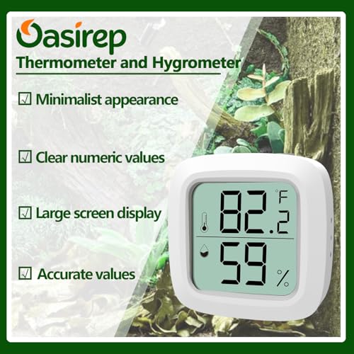 4-Pack Reptile Thermometer and Hygrometer – Digital LCD Temp & Humidity Meter for Bearded Dragon, Snake, Lizard Tanks, Incubation Boxes, Plant Terrariums & Indoor Use - size: KD30M-White-4PCS