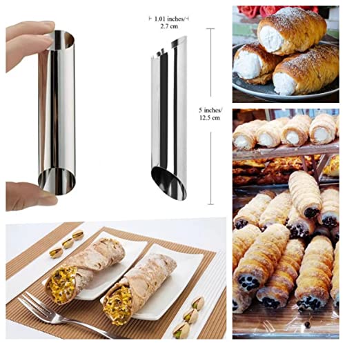30 Pack Cannoli Horn Form Set, Large Stainless Steel Canolis Tubes Moulds Cannoli Kit for Baking Cannoli, Croissant Shell, Cream Roll Dessert, Safety Filled Edges - color: 30 pcs large conical tubes set