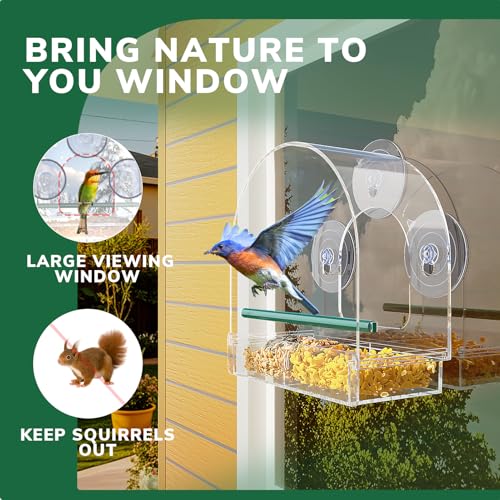 SUNALLY Window Bird Feeder Outdoors, Clear Feeders for Hummingbird Watching | Transparent Feeders with Strong Suction Cups, Outside Hummingbird, Bird Watching for Garden, Yard, Elderly Kids, Cats Viewing - style: Style 4
