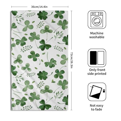 Giwawa St Patrick Day Hand Towel Set of 2 Sage Green Clovers Shamrock Towel Spring Summer Eucalyptus Leaves Face Towel Quick Drying Dish Wash Cloth for Hotel Bathroom Gym Home Holiday - color: Clover