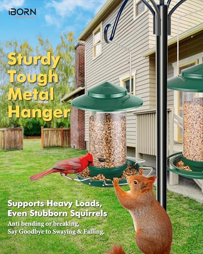 Bird feeders for Outdoors Metal Chew Resistant Green,1PK | Metal Roof, Metal Tray, Fixed Hanger, Flip-Top Fill, 3 Perches, Easy-Clean, 1.32lb - color: Green, 1.5LB, 3 Perches