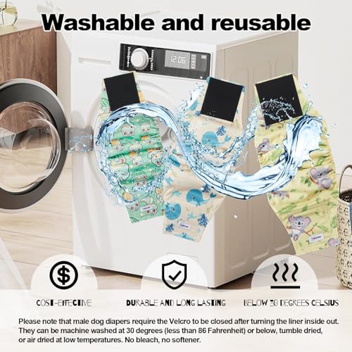 Washable Male Dog Diapers Reusable, Premium Belly Bands for Male Dogs, Pack of 3, High Absorbing Extra Small Male Dog Pee Wraps for Doggie in Incontinence or Excitable Urination and Training(XS) - size: X-Small