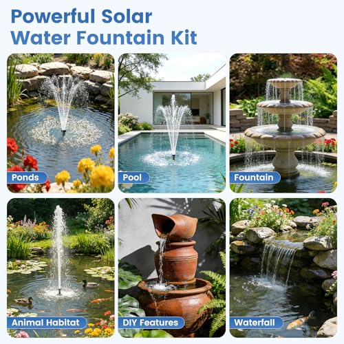 35W Solar Fountain Outdoor Pump, 280GPH Solar Pond Pump with Foldable Solar Panel, Adjustable Flow Solar Water Pump with PVC Tubing for Ponds, Garden, Waterfall, Hydroponics, Pool Used - size: 35W