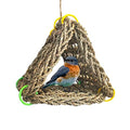 Tfwadmx Bird Seagrass Hammock Tent, 3Pcs 7x7in Seagrass Mat for Birds, Hanging Parrot Toys, Counre House Hut Hideout for Parakeets, Lovebirds, Budgies, Cockatiels
