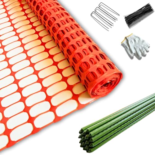 40'' x 100',Orange, Plastic Safety Fence with Stakes, Snow Fence | Reusable HDPE Mesh, Construction & Outdoor Use, Easy to Install, Rust Free, Flexible Design, Cut to Fit, Easy to Roll & Store - color: Orange, size: 40'' x 100'