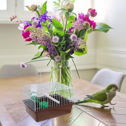 Toddmomy Portable Bird Cage Bird Carrier Travel Cage with Perch Food Box and Water Dispenser Spacious Small for Parakeet Finch Canary 9.29 X 6.57 X 6.29 in - color: Coffee