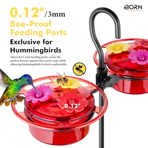 iBorn Small Hummingbird Feeder Hummingbird Feeders for Outdoors Hanging 4PCS 3OZ Mini Humming Bird Feeder with 3 Bee Guard Feeding Ports Silicone Flower Red - style: Hanging Mini Hummingbird Feeder 3oz,4 Set