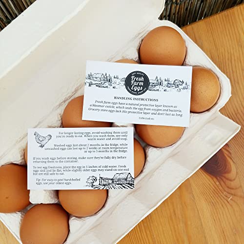 100 Pack Premium Fresh Farm Eggs Handling Instructions Care Accessories Cards Labels | Egg Blank Cartons 4 6 12 15 18 30 48 50 Count Basket Box Container Storing Extra Organizer -M09CH100 - color: My Hometown. 100 Pack. Horizontal.