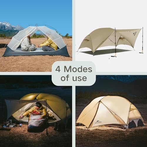 Naturehike Mongar 2 Person UL Camping Tent | PU2000mm+ Waterproof 1-2 Person Backpacking Tent, Ventilation System, Multi-Mode Double-Layer Freestanding for Hiking Travel - color: Grey, size: 2 person