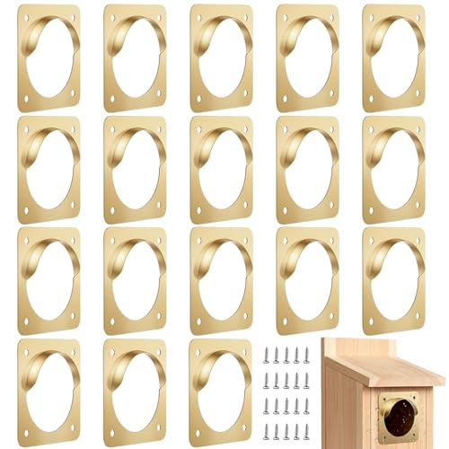 Hotop 18 Pcs 1 1/2'' Opening Bluebird Metal House Hole Guard with Rain Baffle Portal Bird House Protect Bird Room Guard Copper Portal with Opening for Eastern Bluebird Rooms Sparrow Houses - size: 1 1/2'', style: Opening with Rain Baffle