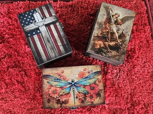 RK Collections Wooden Trinket Jewelry Boxes (Dragonfly) Vintage Woodem Prayer Box for Religious Gift. Trinket case Holder (6.5 x 4.25 x 2.25 inches) - style: Dragonfly