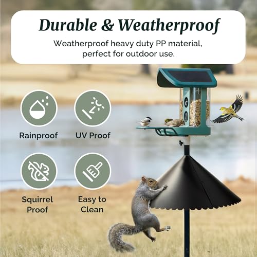 19 Inch Squirrel Baffle for Bird Feeder Pole, Fits 0.67" to 1.38" Poles, Wrap Around Bird House Guard, Heavy Duty Weatherproof Outside Squirrel Stopper for Shepherd Hooks,