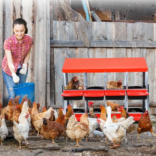 Chicken Nesting Box, 8 Compartment Roll Away Eggs Laying Boxes, Hen Nest Boxes with Legs, Cleanable Pull Out Hen Roosting Boxes - size: 8 Compartments with legs