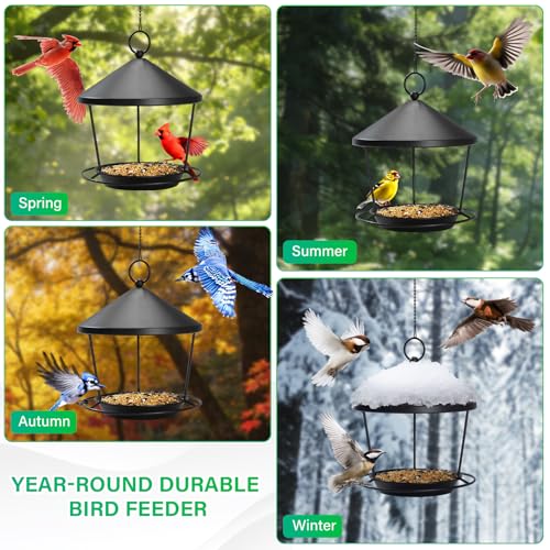 DoReFaSolWild Bird Feeders Hanging Balcony Bird Feeder Hanging Bird Bath | Bird Feeder for Outdoor Hanging Bird Bath and Feeder with Chain and Hook Hanging Bird Feeder with Roof Bird Feeder For Patio - size: M
