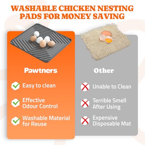 Pawtners 10-Pack Washable Chicken Nesting Box Pads, Reusable Laying Pad | Silicone Enduring Nesting Box Liners 12"x 12" Chicken Laying Pads for Laying Egg Poultry Nest Box Pads Easy to Clean - color: Grey - 10Pack