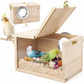 Rypet Parakeet Nesting Box, Cockatiel Bird Nest Box with Perch(S) | Wood Bird Cage House, Transparent Thwartwise Design, Warm & Durable for Cockatiel Lovebirds Budgie Finch Parrotlets Canary - size: Small