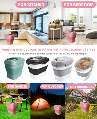 30-35Lbs Airtight Dog Food Storage Container,Collapsible Dog Food Container | Large Pet Food Storage Container with Double Airtight Seal & Magnetic Lid,Dog Food Bin with Wheels,2Pcs Containers,Scoop,Pink - color: Pink