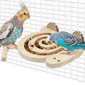 Bird Foraging Toys with Perch, for Novice/Older/Slow-Learning Birds | Kiln-Dried Wood Bird Enrichment Toys for Slow Feeder, Parakeet Puzzle Toy for Cages Reduce Seed Mess, Visible Food Design - size: no mirror