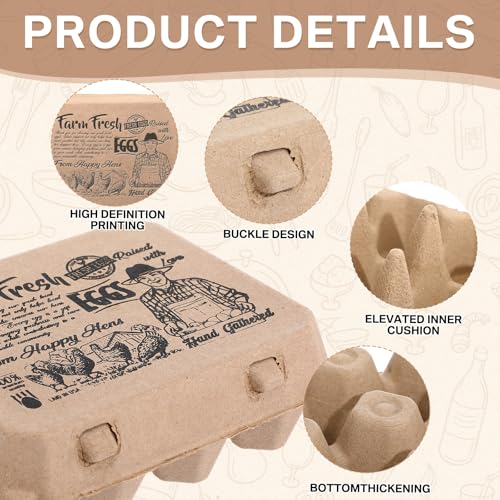 Honeydak 50 Pcs Egg Cartons Bulk 12 Count 3x4 Style Pulp Paper Egg Tray Dozen Reusable Container Holder Storage Box for Supermarkets Fresh Kitchen Vegetable Family Farm Markets