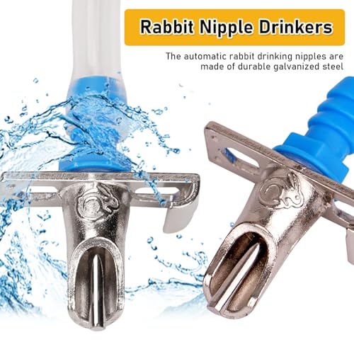12Pcs Rabbit Nipple Drinker Kit Automatic Rabbit Watering System | Includes 12 Drinking Nipples, 23 ft Hose, Hole Opener, Barb Fittings for G1/2" Connector (Blue, 12Pcs) - size: 12Pcs