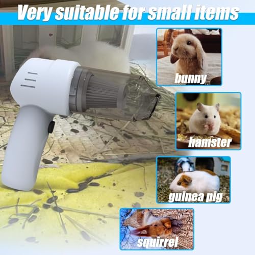 Guinea Pig Handheld Vacuum Cleaner Cage, Guinea Pig cage Cleaner, Rabbit Poop Vacuum, for Lightweight Cleanup of Guinea Pig, Rabbit, Hamster, Chinchilla, Reptile, Bird - color: White